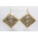Gold Plated Textured Earrings Zircon Women's Sterling Silver 925 Stones A794